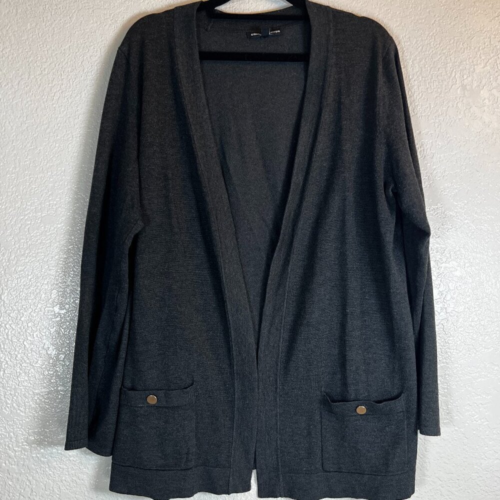 Cable & Gauge Women's Open Front Cardigan Black Pockets‎ Size XL READ